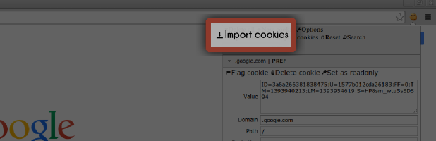 Import Export Cookies Editthiscookie